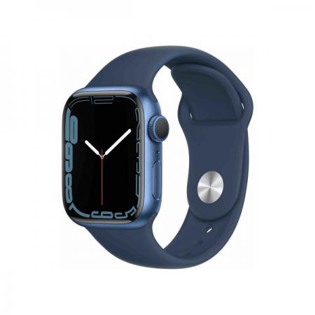 Apple Watch S7 GPS-es (41mm) kék alumínium tok, kék szilikon sportszíjas okosóra